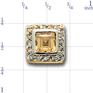 AC505 14K SQ CITRINE & DIAMOND SLIDE 